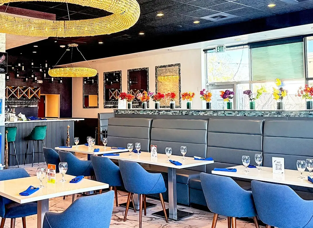 Modern restaurant furniture and fixtures setup for Tabla Franchise