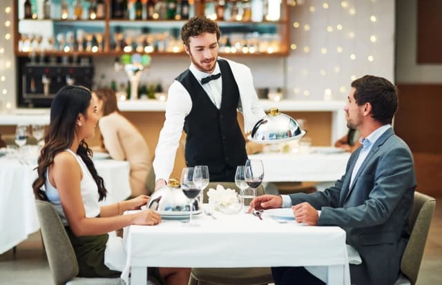 Fine dining customer enjoying a meal